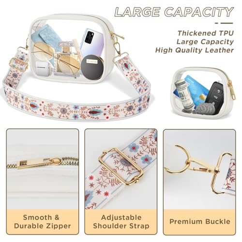 Clear Bag, Stadium Approved Clear Crossbody Bag Cute Purses for Women See Through Handbags with Adjustable Strap for Concerts Sports Festivals (White)4