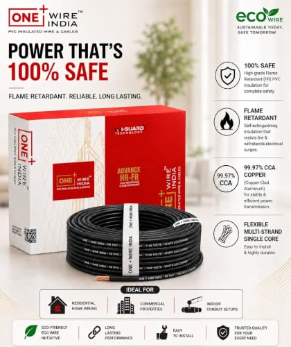 Image of 1.5 SQMM | Black | 90 meter | PVC Insulated Industrial Multistrand CCA Copper Wire | High Purity Copper | Triple Layer Protection | FR Rated | Heavy Duty Electrical Cable | 10 Guage
