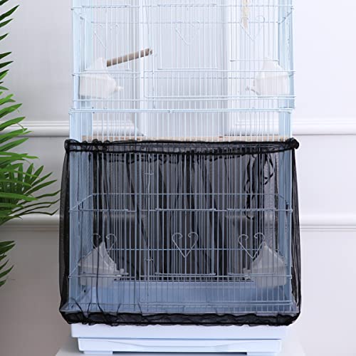 Popetpop Bird Cage Cover Seed Catcher Birdcage Nylon Mesh Net Cover Skirt Guard (Black) #TOP7