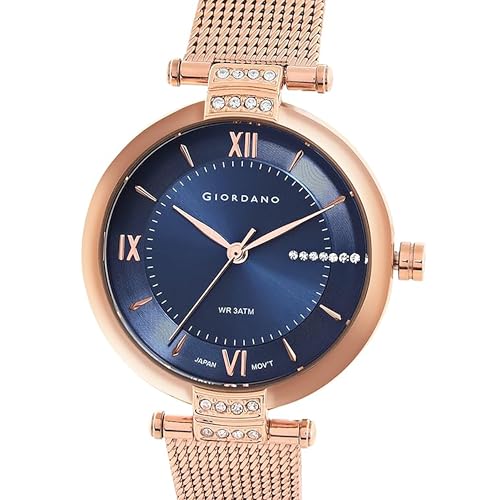 Giordano-Analog-Watch-for-Women-Water-Resistant-Fashion-Watch-Round-Shape-with-3-Hand-Mechanism-with-Mesh-Metal-Band-Wrist-Watch-to-Compliment-Your-LookIdeal-Gift-for-Female-GD-60009