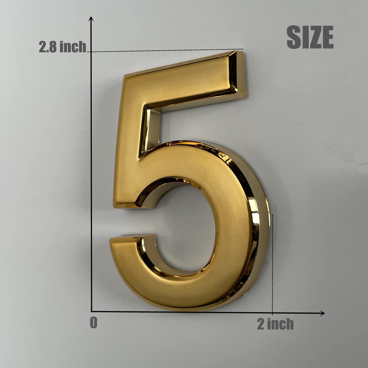 10 Pack Door Numbers 0-9, 2-3/4in Address Number Stickers for Mailbox/Apartment/Outdoor, Gold Shining, by Hopewan (2.75" 10 Pack (0-9), Brass)