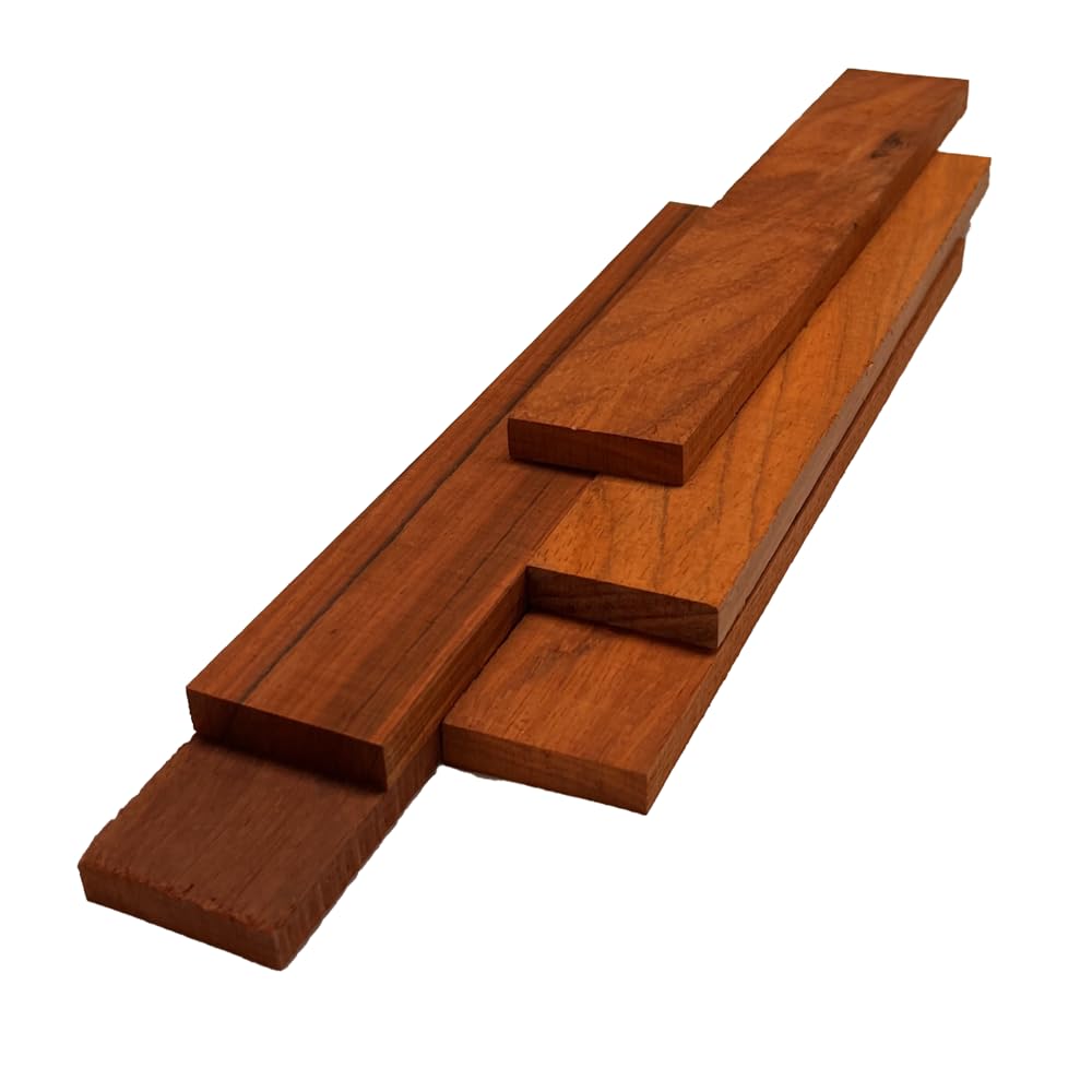 2 Lattes En Bois De Padouk (Paduk) – 107x10,5x2,3 Cm – Brut, Non Traité