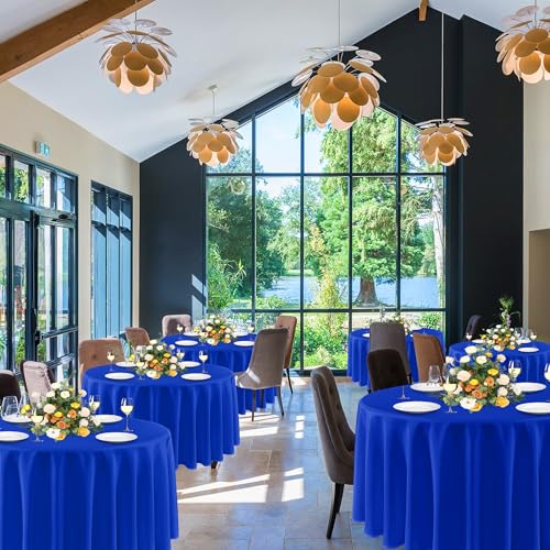 Image of sancua Royal Blue Round Tablecloths 90 Inch (Fit 30-72 Inch Tables), 6 Pack