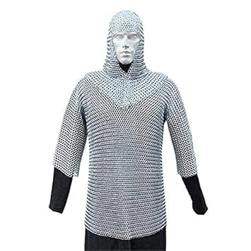 Full Size Medieval Chain Mail Shirt and Coif Armor Set