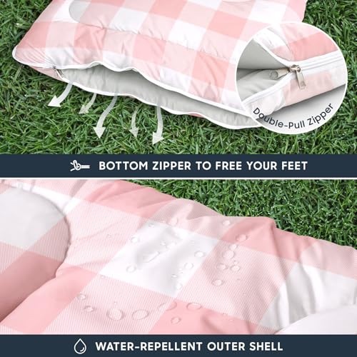 Wake In Cloud - Bolsa de Dormir para Niños, Ligera y Compacta para Camping en 3 Estaciones, Diseño Cuadro Vichy miniatura 6
