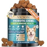 Dog Probiotics for Dogs, 200 Soft Probiotics Chews for Dogs Digestive Health Gut Health & Immune System, with 6 Probiotics & Digestive Enzymes, Support Itchy Skin, Constipation & Diarrhea Relief