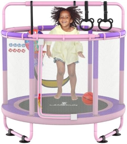 60″ 6-in-1 Kids Trampoline, 5ft Mini Toddler Trampoline for Girls Boys