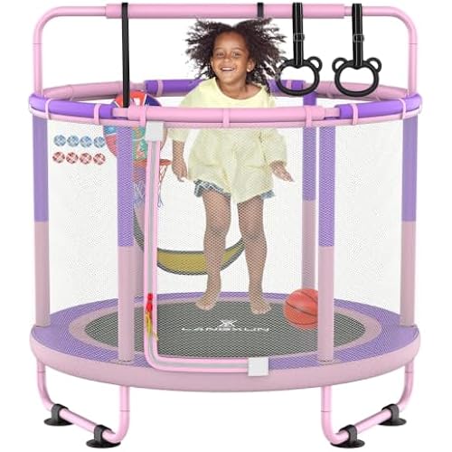 60" 6-in-1 Kids Trampoline, 5ft Mini Toddler Trampoline for Girls Boys
