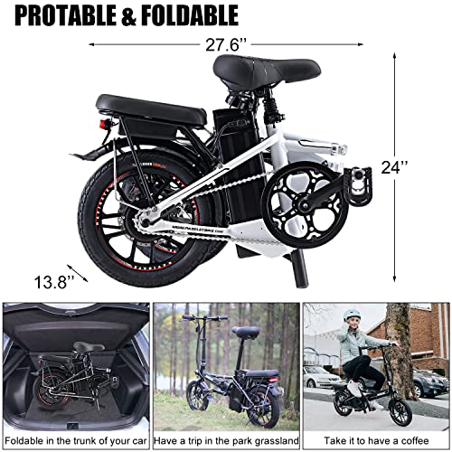 PASELEC Electric Bike for Adults and Teenagers,14Inch Folding Electric