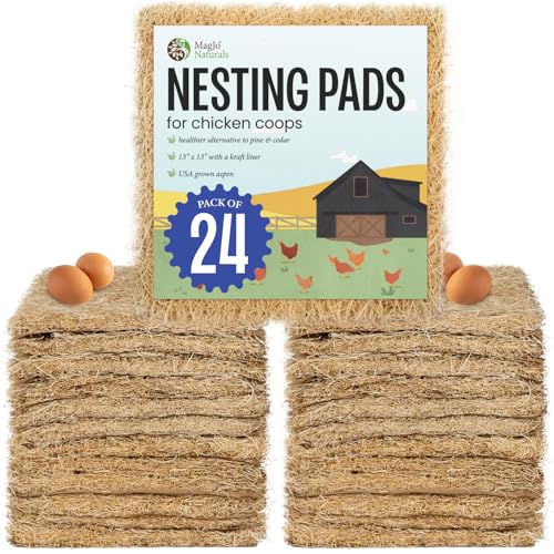 Image of MagJo Aspen Nesting Pads for Chicken Coops - USA Grown Aspen Excelsior Nest Box Liners 13x13-24 Pack