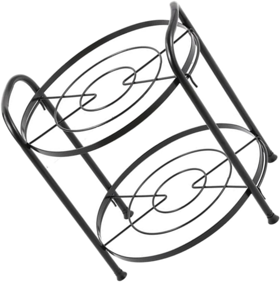 Two-layer Pot Holder Shelf Multipurpose Pan Storage Rack for Kitchen Organization Space-saving Design with Raised Edges Detachable and Convenient Pot Rack Black