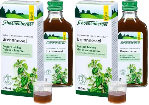 Schoenenberger - Brennnessel naturreiner Heilpflanzensaft - 1x 200 ml Glasflasche - natürliche Linderung für Harnwege und Gelenke - freiverkäufliches Arzneimittel - bio (Packung mit 2)
