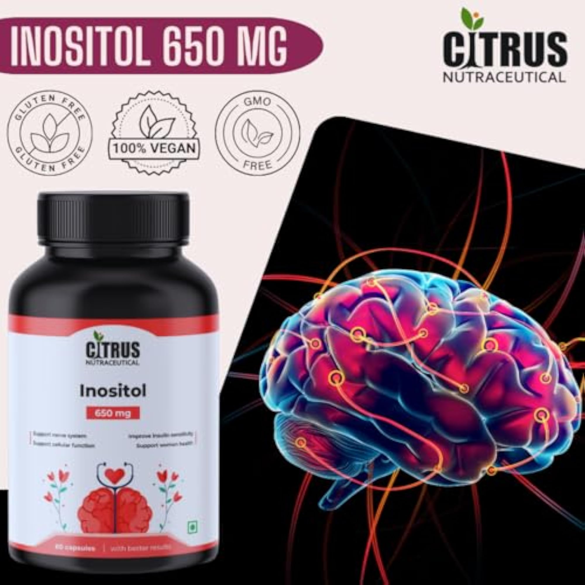 CITRUS NUTRACEUTICAL Inositol, 650mg - 60 Capsules
