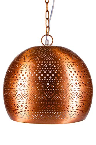 Orientalische Lampe Pendelleuchte Herera 30cm Kupfer E27 Lampenfassung | Marokkanische Design Hängeleuchte Leuchte… – Bild 5