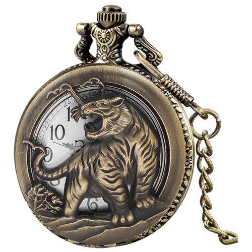 Image of Tiong Pocket Watch Pattern Vintage Quartz Pocket Watches with Chain Christmas Graduation Birthday Gifts Fathers Day
