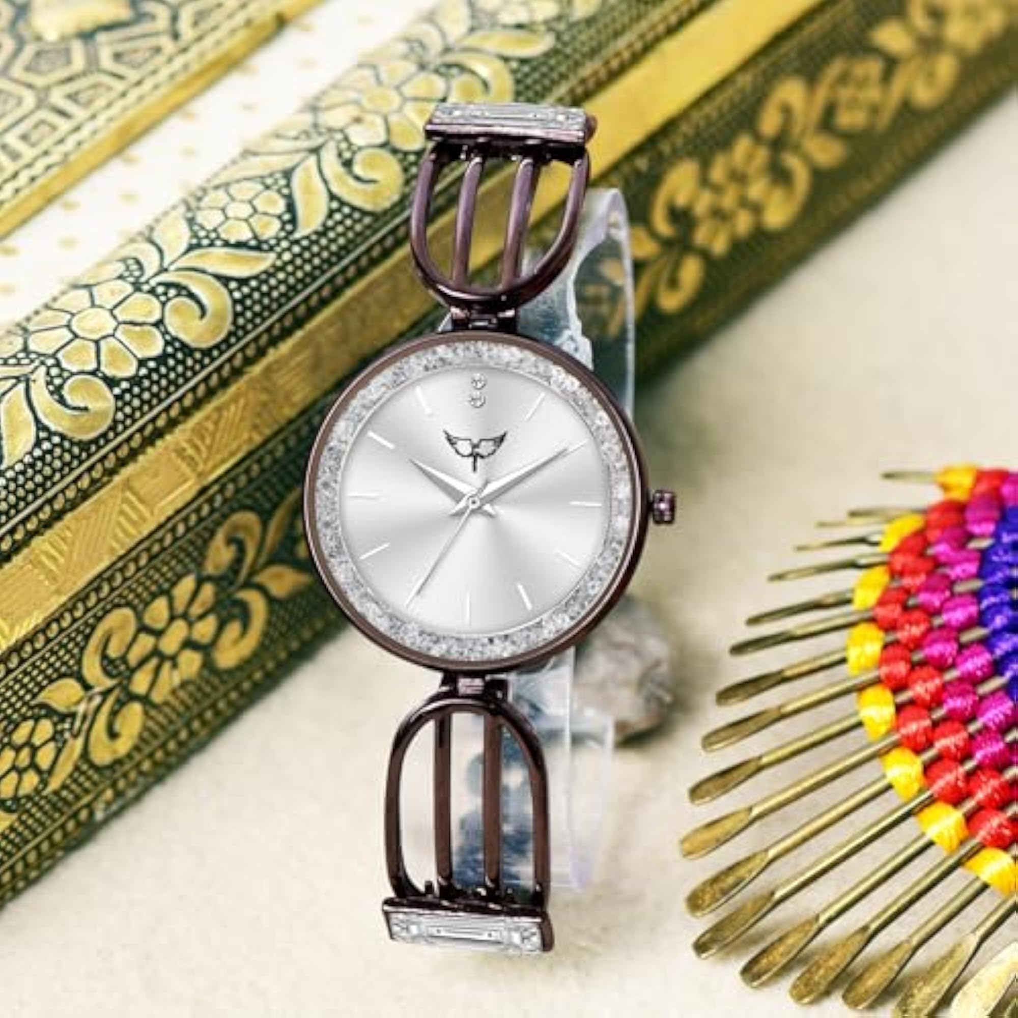 Women's Rose Gold Plated Analog Watch with Diamond Studded Dial