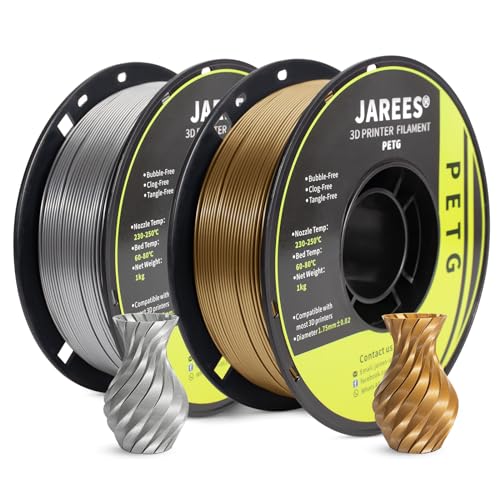 Image of PETG Filament 1.75mm Bundle for 3D Printer, Total 2KG Metal-Like Consumable 1kg (2.2lbs) 1X2 Spool, High Speed Metallic Finish PETG, Dimensional Accuracy + /- 0.03 mm, Silver and Bronze Gold