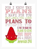 Melonie Pips Shopkins Inspirational Nursery Decor Print - For I Know The Plans I Have For You - Jeremiah 29:11