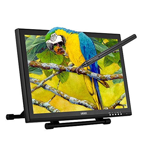 Ugee 19" 1080P HD Monitor de Tablet Gráfica 100 V ~ 240 V, 2 Bolígrafos Digitales | 220rps | 4000LPI 2048 Niveles Sensibilidad de Presión | Soporte Ajustable