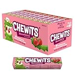 Chewits Sweets - Strawberry Flavour Chewy Sweets - Bulk Box x 40 Sticks - Made with Real Fruit Juice - Vegetarian, No Artificial Colours - Nostalgic Classic British Sweet Treat for Sharing & Gifting