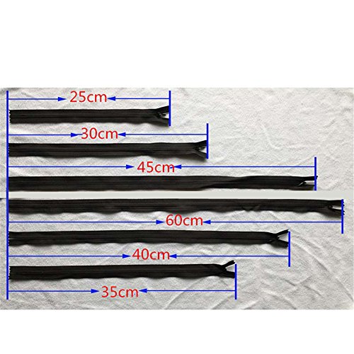 50pcs Long Nylon Invisible Zippers for DIY Sewing Back Dress Cushion Tailoring Accessories Tailor Tool (Black, 24inch) - Thumbnail 2