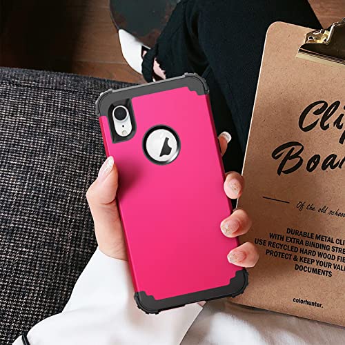 Coque iPhone XR protection verre trempé hybride 3 en 1 rose rouge
