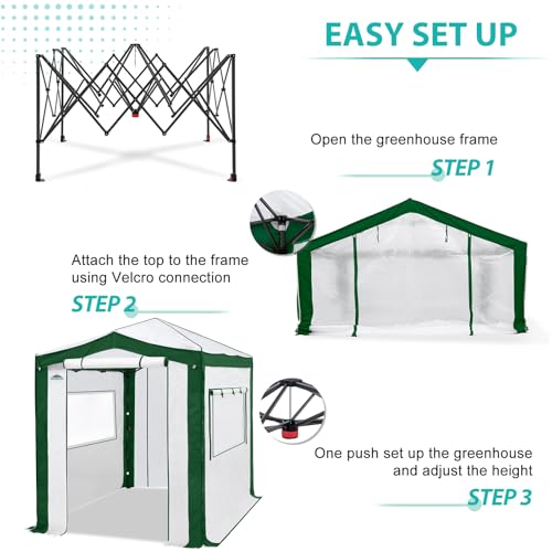 Image of EAGLE PEAK 8x6 Walk in Pop Up Greenhouse, Green /White
