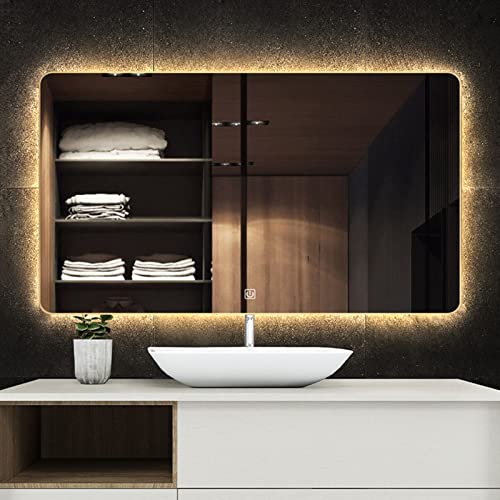 Grande Espelho De Banheiro Sem Moldura Com Luzes De Led, Espelho De Penteadeira Retangular Montado N