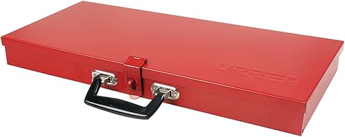 URREA Caja de herramientas de metal, caja de almacenamiento de herramientas/organización de 19.5 x 8.7 x 2 pulgadas con construcción de calibre 24 y