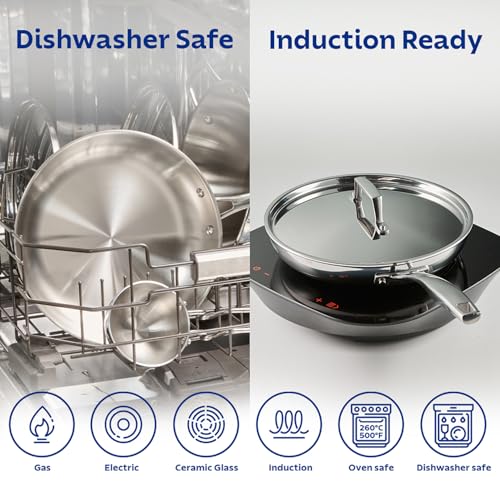 Image of Tramontina Aeion Triply 18cm / 2.9 Liter Stainless Steel Sauce Pan with SS 304 Lid | Healthy, Non Toxic | Milk Pan /Tea Pan | Induction Friendly | Stay Cool Handle | NSF Certified | 10 Year Warranty