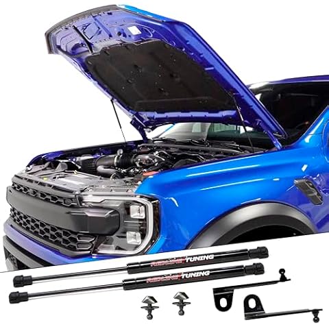 Redline Tuning 21-11047-02 Hood QuickLIFT Plus System Compatible with Ford Ranger 2024+ (All Black Components - Bolt in System) Cover