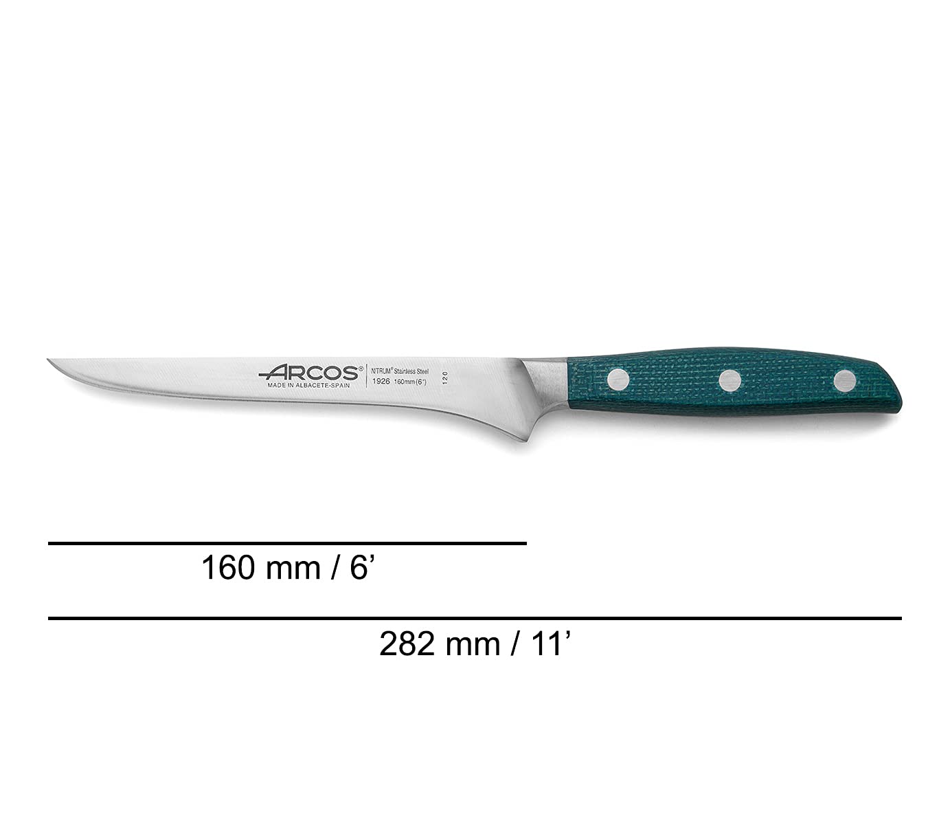 Arcos 192623 seria Brooklyn nóż do klejenia nitrm kute stal nierdzewna 160 mm (6,30 cala) - uchwyt MI Carta niebieski kolor (jedwabne ostro), plastik