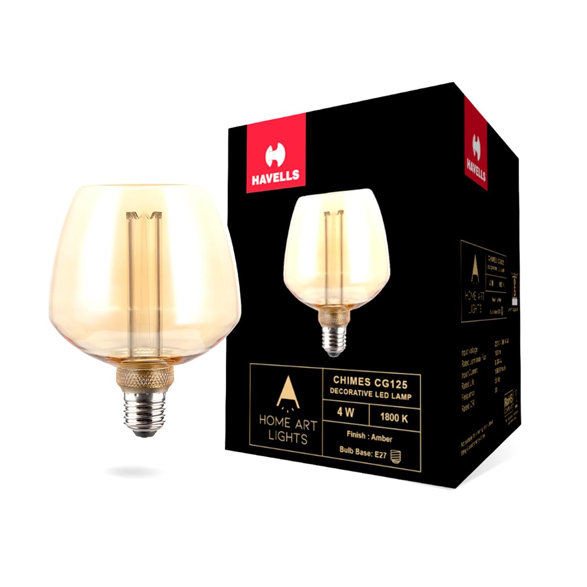 Havells Decorative Bulb-CHIMES CG125 AMBER 4W 1800K E27 LAMP