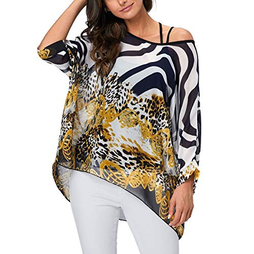 Image of Ckikiou Plus Size Batwing Flowy Semi Sheer Chiffon Blouse Tunic for Women Summer Floral Print Boho Beach Cover ups