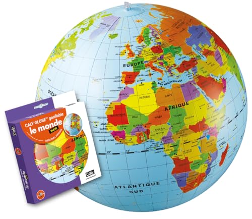 Caly globe MAXI Le monde en Français ballon terrestre gonflable géant