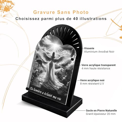 Plaque funéraire gravée au laser ETERNEL en souvenir d'un proche
