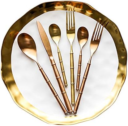Silverware Flatware Cutlery Set, 4/16/24/32/40/48 Pieces 304 Stainless Steel Rose Gold Main Meal Knives, Forks, Spoons And Tea Spoons For Hotel Restaurants, Rose Gold 32 ,Rose Gold-40 Pieces for 10