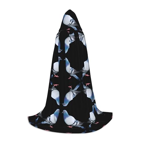PHAYAH Capa con capucha para adultos con patrón de paloma, disfraz de Halloween para mujer, hombre