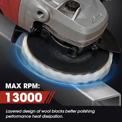 Image of Wool Felt Flap Polishing Disc, Upgrade Wool Polishing Wheel Disc Buffing Pad, Angle Grinder Buffing Wheel Stainless Steel Polishing Kit, Felt Flap Disc Abrasives for Metal, Marble Stone (115mm, 5)