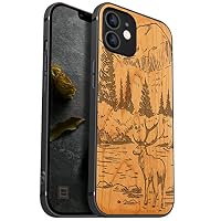 Carveit Custodia in Legno per iPhone 12 Pro Cover magnetico [Ciliegia Legno] Ricarica Compatibile con 12 Pro MagSafe Custodia Paraurti Robusto TPU (Tartaruga di mare