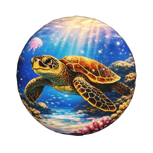 Image of Sea Turtle Spare Tire Cover - Funny Wheel Protectors Waterproof Universal Wheel Cover for SUV Rv Travel Trailer Camper Truck 17 Inch