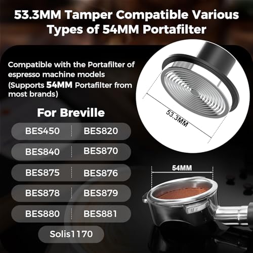 Image of IKAPE V5 53.3MM Impact Espresso Tamper, Coffee Tamper with 15lb / 25lb / 30lb Replacement Springs, Espresso Tamper with sound Feedback