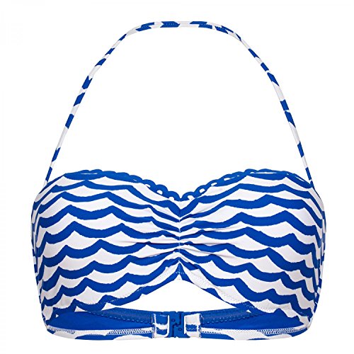 Seafolly Women's Bustier Bandeau Bikini Top Swimsuit, Tidal Wave White/Blu-Ray, 10 US