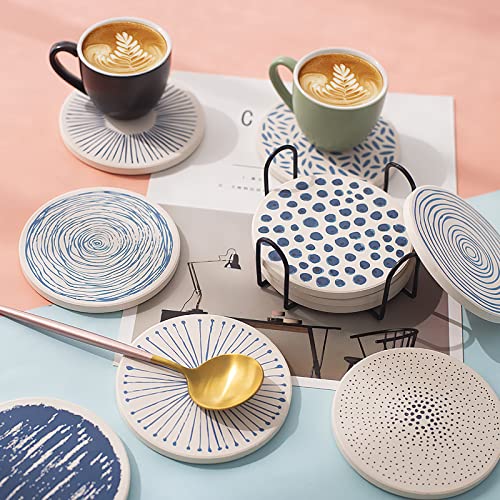 Kingrol 4 Pack Metal Coaster Holders for 4" Round and Square Coasters, 3.15" Height, Hold 6 to 10 Coasters