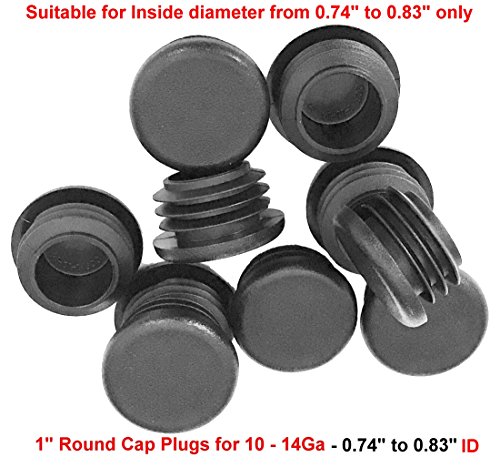 Image of 10 Pack- 1 inch Round Black Plastic Tubing Plug, 1 Inch End Cap - Steel Furniture Pipe Tube Cover Insert | Fencing Post - End Caps for Fitness Equipment (10-14 Ga)