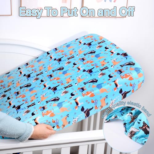 Image of Crib Sheet - Fitted Crib Sheet Baby Sheet for Standard Crib and Toddler mattresses Nursery Bedding Sheet Crib Mattress Sheets for Boys and Girls 1 Pack Dog Toddler Sheet by UOMNY