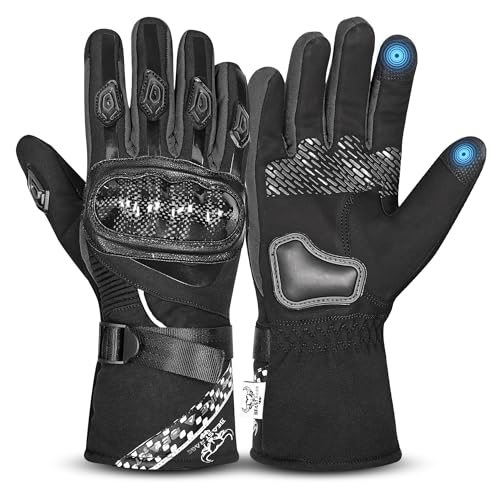 BEAST RAGE Winter Motorradhandschuhe, Thermo Motorradhandschuhe wasserdicht Winddicht für Männer und Frauen warme Motorradhandschuhe mit Touchscreen für Motocross-Rennen (Schwarz, S)
