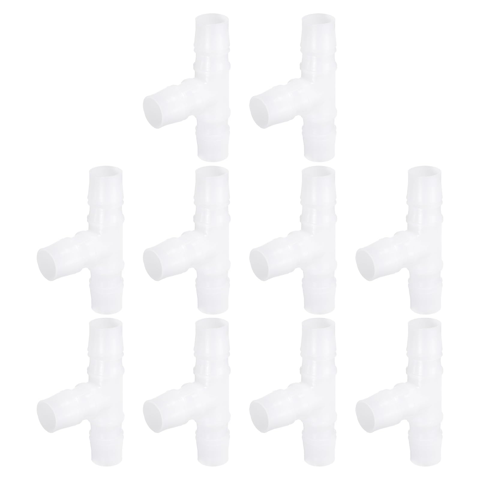 sourcing map 10pcs Plastic Hose Barb Fitting, 25/32" x 25/32" t Shape Tee Barbed Hose Pipe Fitting Splicer Mender Joint Adapter for Water Liquid Fuel Line Tube, White