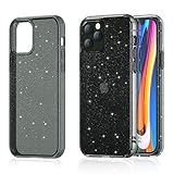 Meifigno Glitter Compatible with iPhone 12/12 Pro Case, Hard PC with Soft TPU Edge, [Military Level Protection][Green Materials], Clear Case Designed for iPhone 12/12 Pro 6.1' 2020, Glitter Black