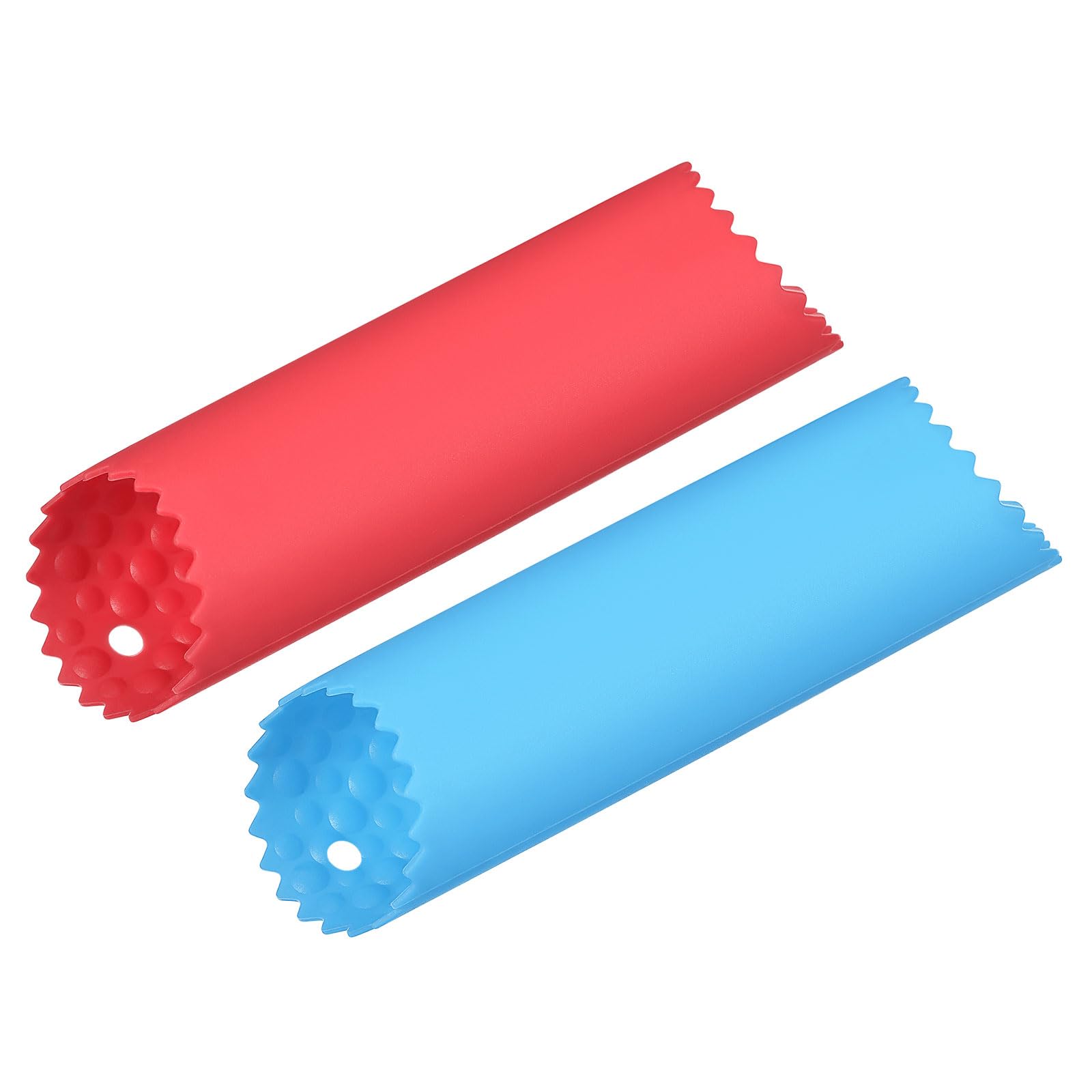 Garlic Peeler Skin Remover Roller Keeper, Silicone Garlic Peeler Tube Non Slip 5.12inch Long for Useful Kitchen Tools, Blue/Red